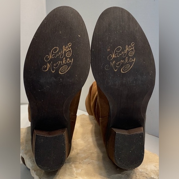 NIB Sz 9 Naughty Monkey Harmony Rust Suede Tall Slouch Fit Flat Heel Boots - Picture 2 of 16